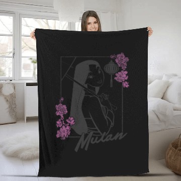 Discover Disney Mulan Floral Outline Portrait 3D Fleece Blankets