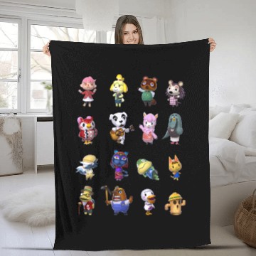 Discover Animal Crossing Villagers Line Up Graphic Fleece Blankets