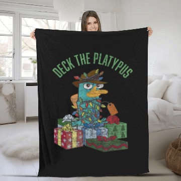 Discover Disney Phineas and Ferb Christmas Perry Deck The Platypus Hawaiians Fleece Blankets