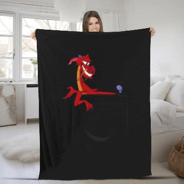 Discover Disney Mulan Mushu Left Chest Pocket Graphic Zip Fleece Blankets