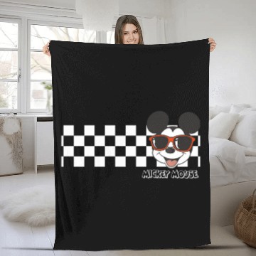 Discover Disney Mickey And Friends Mickey Mouse Checkerboard Stripe Baseball Tees Fleece Blankets