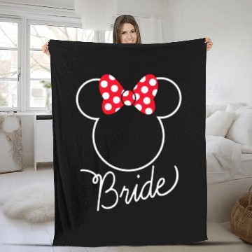Discover Disney Minnie Mouse Bow Bride Wedding Fleece Blankets