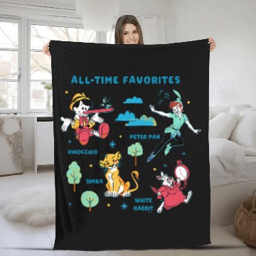 Discover Disney Vintage Peter Pan, Pinocchio, Simba & White Rabbit Fleece Blankets