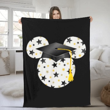 Discover Disney Mickey Head Graduation Hat Star Fill Fleece Blankets