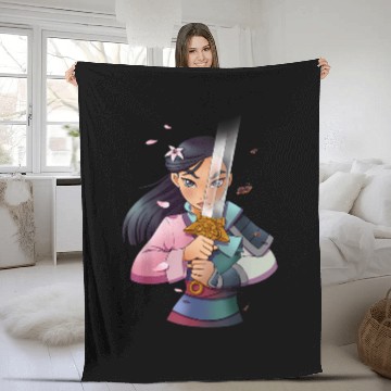 Discover Disney Mulan Anime Half Girl Half Warrior Graphi Zip Fleece Blankets