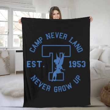 Discover Disney Peter Pan Tinker Bell Camp Never Land Est. 1953 Baseball Tees Fleece Blankets