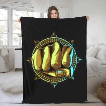 Discover Powerful fist Fleece Blankets