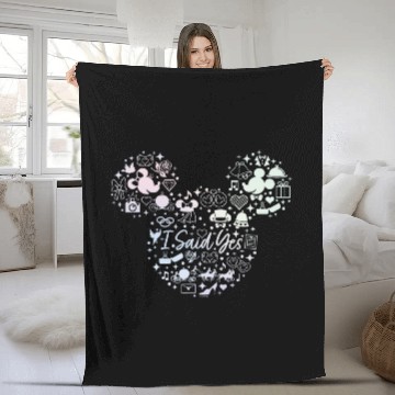 Discover Disney I Said Yes Engagement Proposal Mickey Head Icon Baseball Tees Fleece Blankets