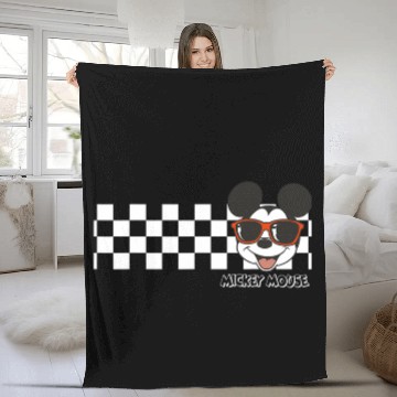 Discover Disney Mickey And Friends Mickey Mouse Checkerboard Stripe Fleece Blankets