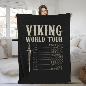 Discover Viking World Tour | Norsemen Vikings Lover Gift Fleece Blankets