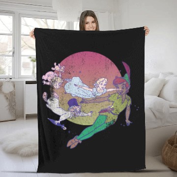 Discover Disneyss Peter Pan Retro Distressed Group shots Big Chest Logo Zip Fleece Blankets