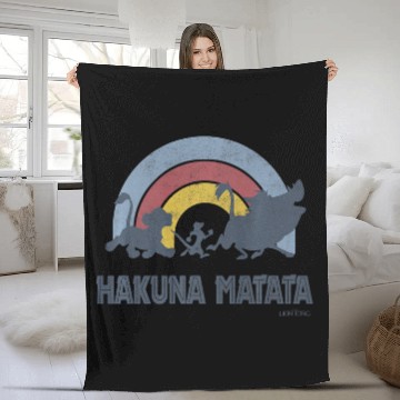Discover Disneys lion king hakuna matata distressed rainbow logo premium Hawaiians Fleece Blankets