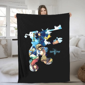 Discover Disney Kingdom Hearts Heroes Group Shot Sora Silhouette Fill Premium Baseball Tees Fleece Blankets