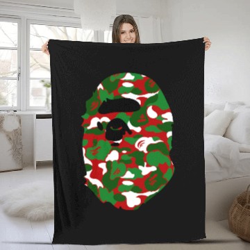 Discover A Bathing Ape Camo Big Ape Head 2016 Fleece Blankets