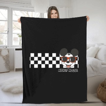 Discover Disney Mickey And Friends Mickey Mouse Checkerboard Stripe Fleece Blankets