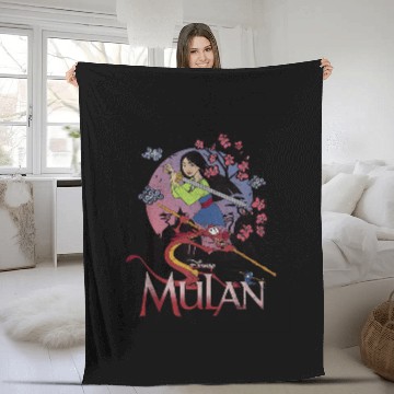 Discover Disney Mulan And Mushu Collage Portrait Logo Tan Fleece Blankets