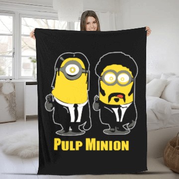 Discover Pulp Minion Pulp Fiction Parody Despicable Me Fleece Blankets