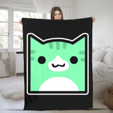 Discover Juniper Geometry Dash icon cat cube Fleece Blankets