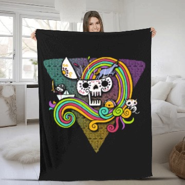 Discover Candy Skull Fleece Blankets