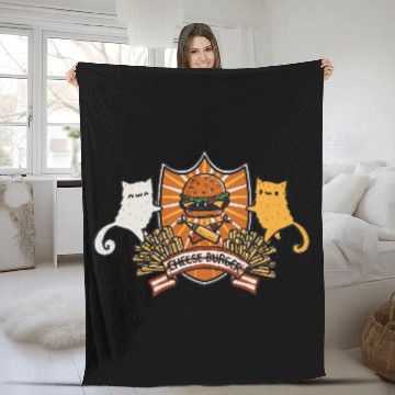Discover Cheese burger Fleece Blankets