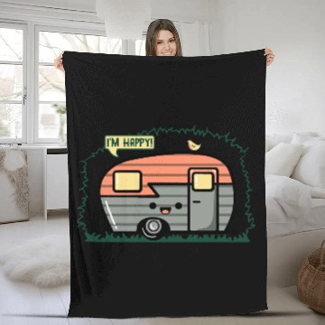 Discover Happy Camper Fleece Blankets