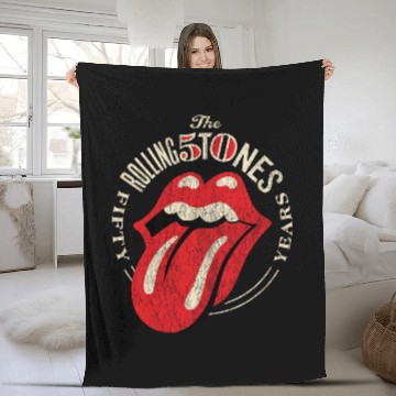 Discover The Rolling Stones 50th Anniversary Logo Fleece Blankets Fleece Blankets