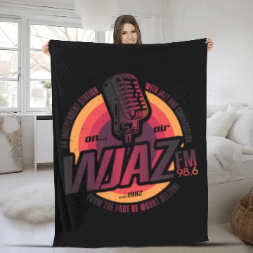 Discover Vintage Radio WJAZ Fleece Blankets