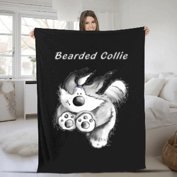 Discover Running Bearded Collie - Dog Cartoon - Gift Fleece Blankets