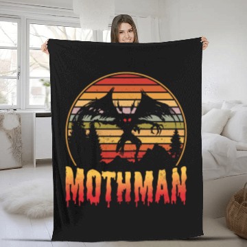 Discover Mothman Cryptid Vintage Sunset Fleece Blankets