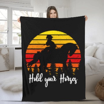 Discover Funny horse lovers gift idea,Hold Your Horses Fleece Blankets