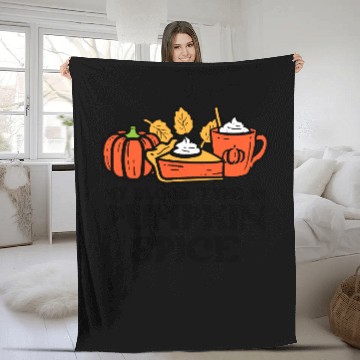Discover My Blood Type Is Pumpkin Spice Autumn Fall Season Fleece Blankets