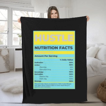 Discover Hustle Nutrition Facts Unisex Fleece Blankets Match Jordan 5 Aqua