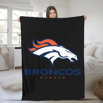 Discover Broncos Logo Fleece Blankets