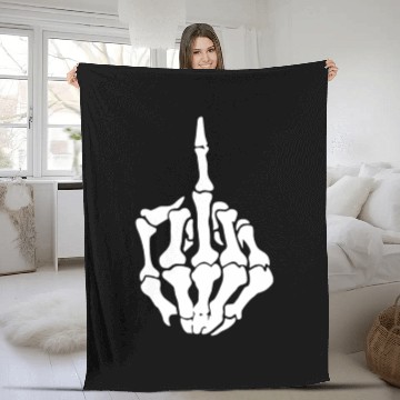 Discover Middle Finger Skeleton Bone Skull Grafitti Art Fleece Blankets