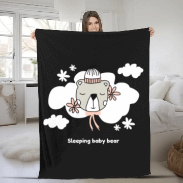 Discover Adorable bear - Sleeping baby bear Fleece Blankets
