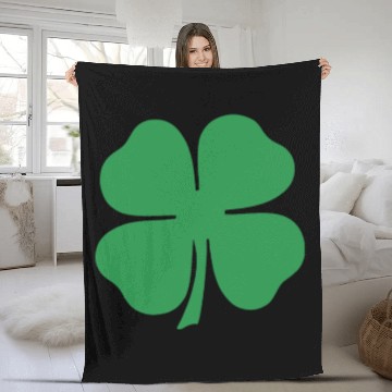 Discover Green 4 Leaf Clover Solid Fleece Blankets