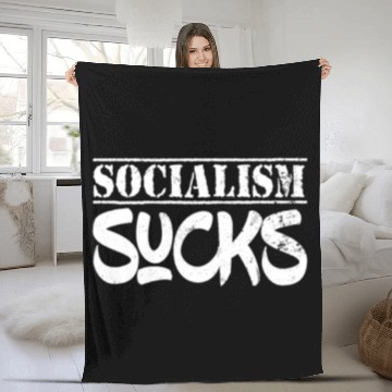 Discover Capitalism Anti Socialism Statement Fleece Blankets