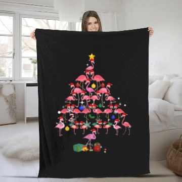 Discover Flamingo Christmas Tree Funny Xmas Flamingo Lover Fleece Blankets