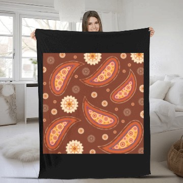 Discover Paisley Flowers Texture Pattern, Seamless Print Fleece Blankets
