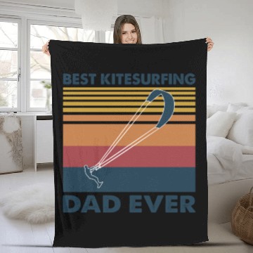 Discover Best Kitesurfing Dad Ever Fleece Blankets