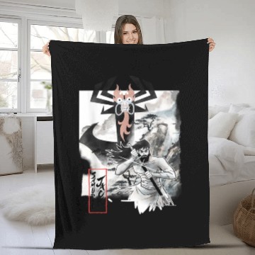 Discover CN Samurai Jack Watercolor Portrait Fleece Blankets Fleece Blankets