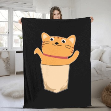 Discover cat pocket feline cute small cool gift idea Fleece Blankets