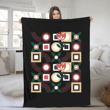Discover Geometric pattern flower design Fleece Blankets