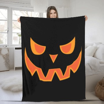 Discover Halloween Pumpkin Face Fleece Blankets