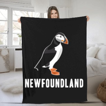 Discover Puffin Newfoundland Canada Souvenir Gift Fleece Blankets