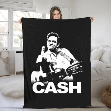 Discover Johnny Cash Finger Guitar Pose Fleece Blankets Fleece Blankets