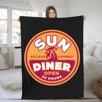 Discover Sun Diner Record Rooster Fleece Blankets