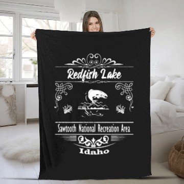 Discover Redfish Lake Idaho Fleece Blankets
