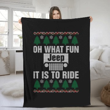 Discover Oh What Fun Jeep It Is To Ride Christmas Fleece Blankets
