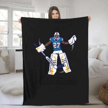 Discover tre white goalie academy Fleece Blankets